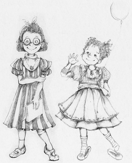 Illustration of Sela Blue's sisters Susie and Sophie Blue